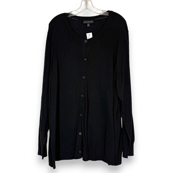 Lane Bryant Cardigan Sweater Black Button Front Round Crewneck Plus Size 22 24 - Picture 1 of 10